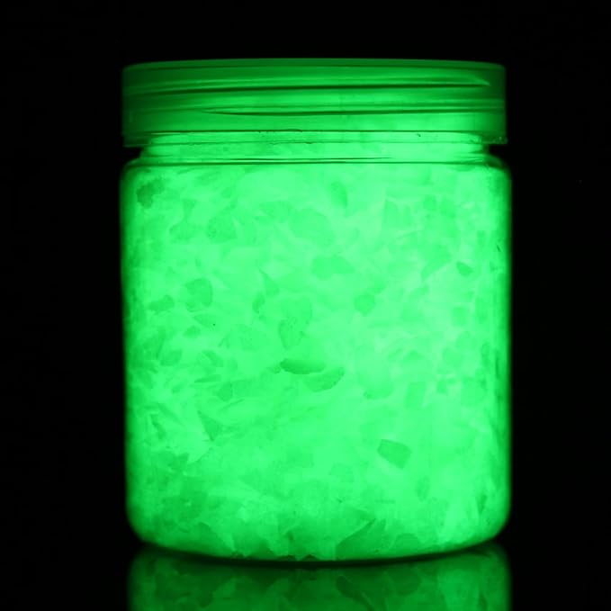 Shiny Stone Glow in The Dark Aquarium Neon Gravel Sand, Decorative Rocks for Fish Tank and Fairy Garden, Home Dec,305g/0.67lbs (3-5mm, Yellow Green)
