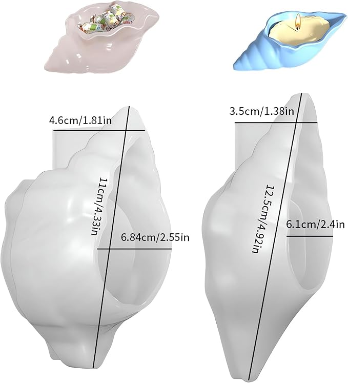 2 Pack Conch Silicone Molds, Seashell Candle Containers Mold, Handmade Storage Tray Resin Sea Snail Mould, DIY Knobbed Whelks Concrete Succulent Planter Mold (Conches)