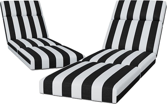 2 Pcs Chaise Lounge Cushions Outdoor, 72 x 21 x 4 Inch Lounge Chair Cushions for Outdoor Furniture - Waterproof Lounge Patio Replacement Cushion, 4In Fade-Resistant ThickPatio Chaise Lounge Cushion