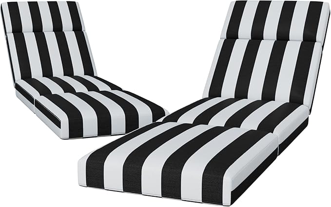 2 Pcs Chaise Lounge Cushions Outdoor, 80 x 26 x 4 Inch Lounge Chair Cushions for Outdoor Furniture - Waterproof Lounge Patio Replacement Cushion, 4In Fade-Resistant ThickPatio Chaise Lounge Cushion