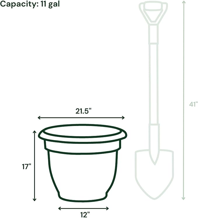 Bloem Ariana 20" Vanilla Bean Round Self-Watering Resin Planter Pot - Rolled Rim Indoor and Outdoor Gardening Planter
