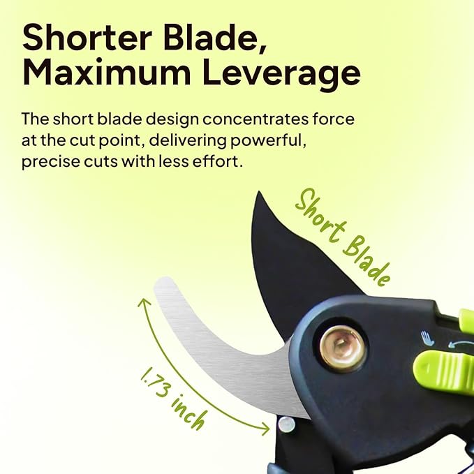 Ultra Sharp Japanese Steel Pruning Shears - Cuts 3X Easier, Weak Hand Arthritis Clippers, Rust-Resistant Titanium Coated Pruner, Effortlessly Cuts 3/4 Inch