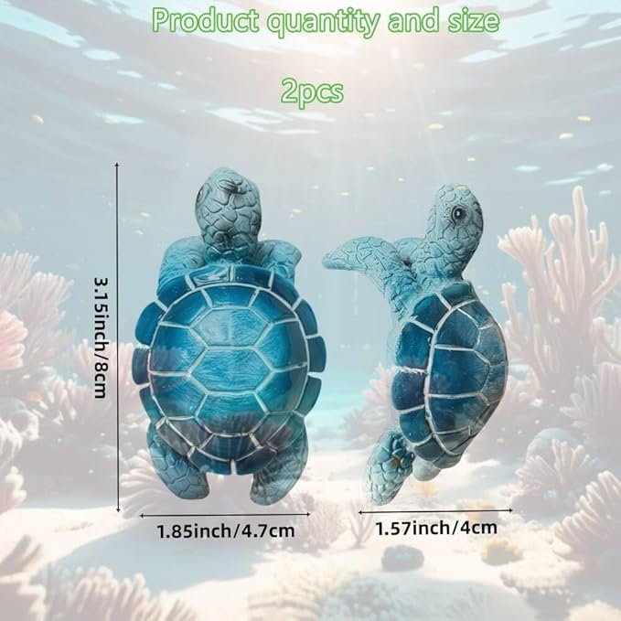 XZJMY 2Pack Turtle Planter Decorations,Resin Turtle Pot Huggers Cute Small Statue for Garden,Patio & Balcony,Fences & Flower Pots