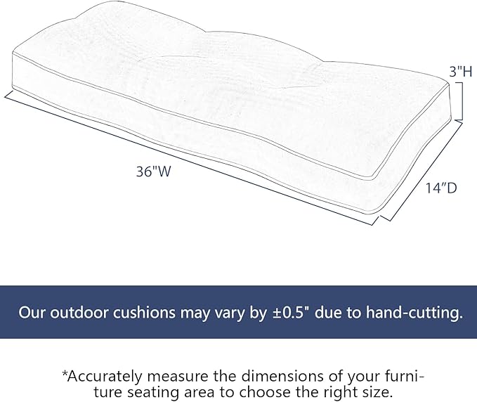 Favoyard Indoor/Outdoor Bench Cushion 36 x 14 Inch Waterproof & 3-Year Fade-Resistant Patio Furniture Cushions for Garden Porch Swing Chair Tufted Pad for Sofa Couch Seat with Ties, Dark Grey