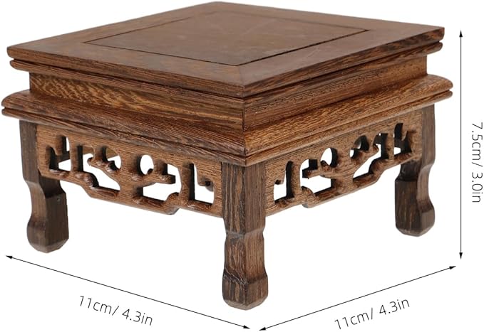 HANABASS Chicken Wenge Wood Plant Stand 4.33X4.33X2.95 Inch Wooden Base Riser Holder for Indoor Outdoor Potted Plants Bonsai Mini Trees Garden Patio Display