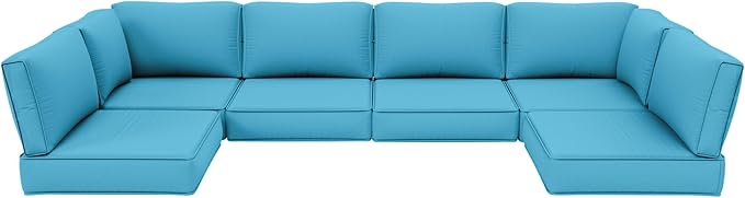 Outdoor Furniture Replacement Cushions, 5" Foam Foam High-Density, Fits 6-seat Sectional Rattan Conversation Set, 14 Piece Patio Water-Resistant Replacement Sofa Cushions, Liner&Cover