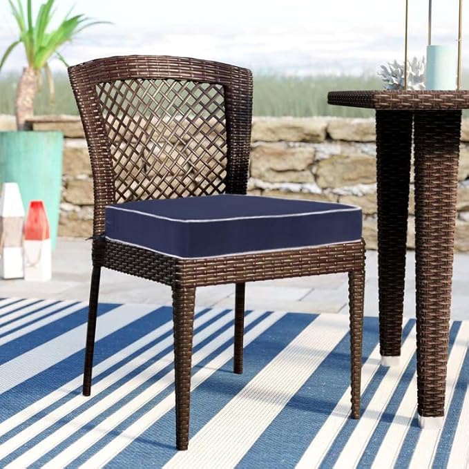 Patio Chair Cushions Set of 2, 19 x 19 Inch Square Corner Chair Seat Cushion, Water-Resistant Outdoor Cushions for Patio Furniture