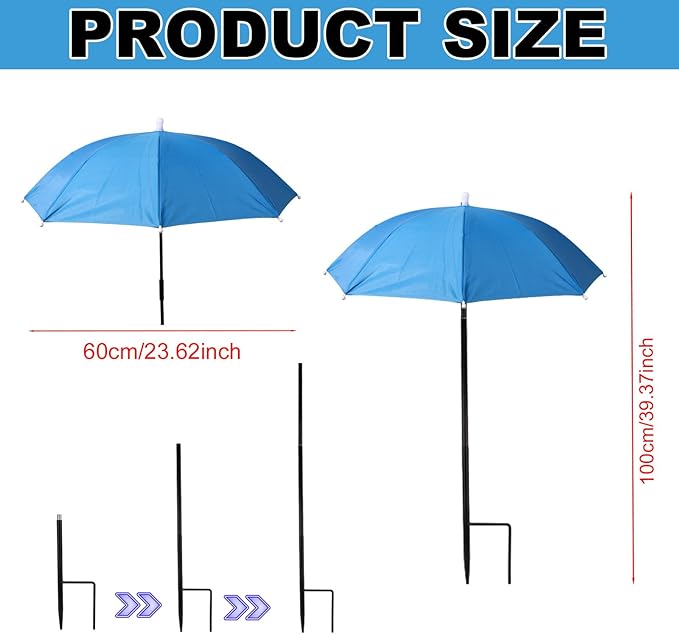 2pcs Adjustable Plant Umbrellas, Waterproof Garden Parasols with Metal Poles & H-Shaped Stakes Outdoor Sun Shade Cover for Potted Plants Flowers Vegetables