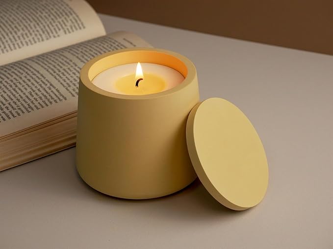 Candle Jar Resin Mold with Lid,Silicone Concrete Molds for Candle Holder,Candle Jar Silicone Mould for Candle Making Supplies