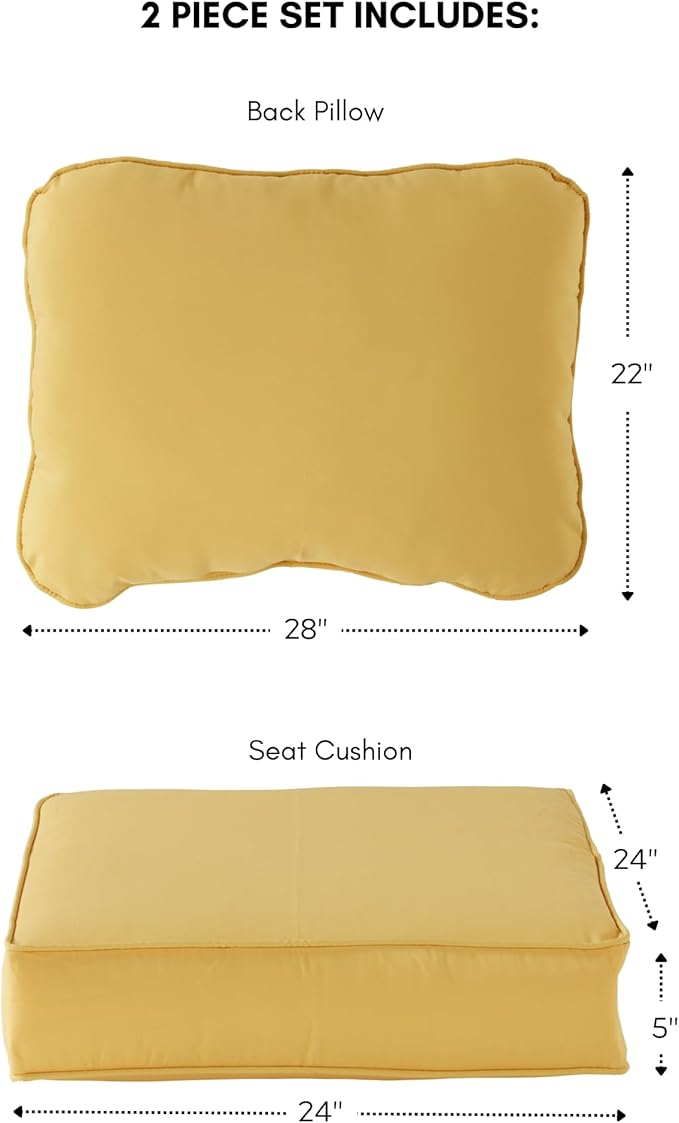 Greendale Home Fashions Outdoor 2-Piece Deep Seat Cushion Set, Sunburst, 25 x 25 inches, 28 x 22 inches