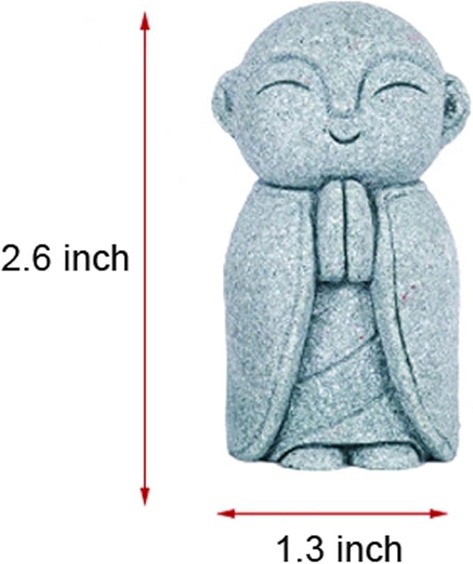 OwMell Japanese Jizo Monk Statue, Buddha Jizo Figurine Memorial Aquarium Statue Ornament - Namaste