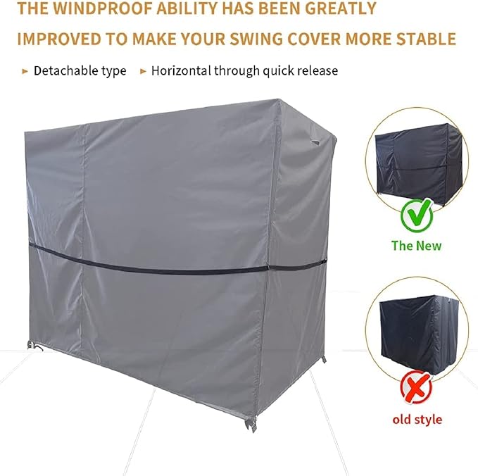 Outdoor Swing Cover - Triple Seater Hammock & Garden Swing Glider Chair - UV Resistant Canopy - Black (58 * 49 * 67) inches
