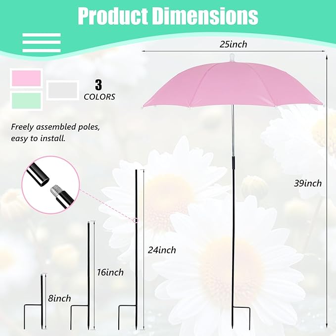 Plant Umbrellas for Outdoor Plants, 24" Garden Plant Umbrella Sun Shade Cover for Potted Plants, Garden Beds and Flower Pots, Provide Sun Protection to ‌Shield Plants from UV Rays Block Blazing Sun