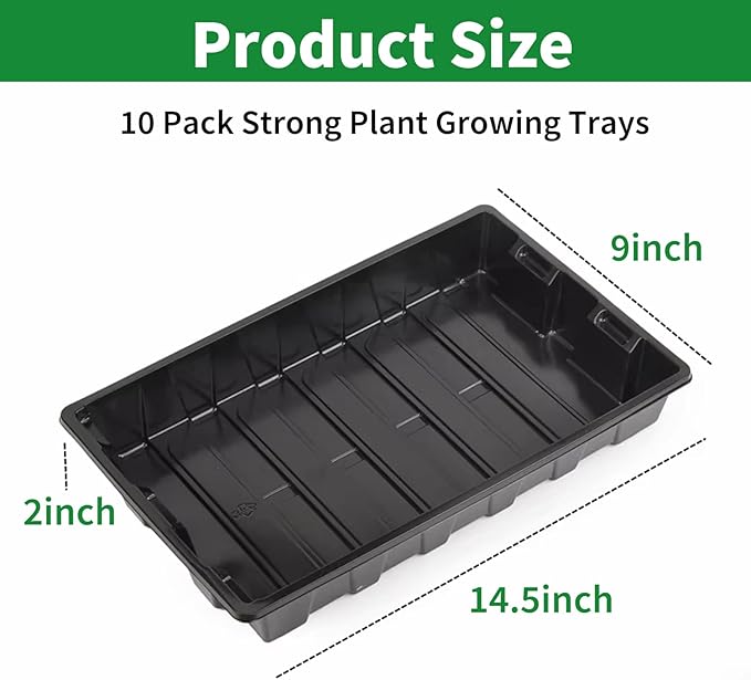 10Pack Seed Starting Trays, Strong Plastic Growing Plant Tray, Seed Tray, Seedling Trays for Greenhouse and Flowers, Wheatgrass, Sprouting