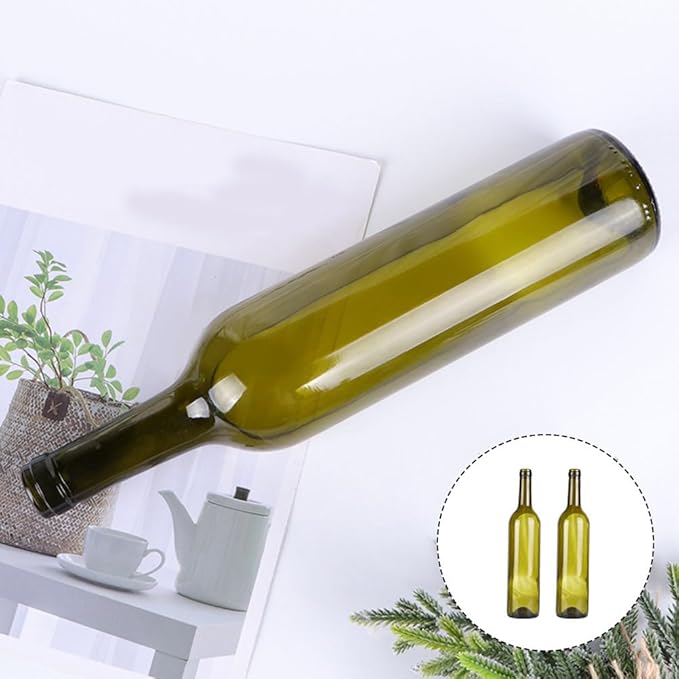DOITOOL Glass Candle Holder Decorative Bottle 12.59In Cut Wine Bottle Vase Planter for Succulents Dried Flowers Table Centerpiece