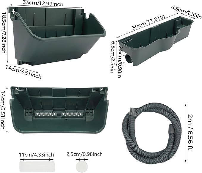 Vertical Wall Planter for Indoor Plant-Walls Mounted Pot with 6 Drainage Tray 24 Pack, 13" Planter w/6.56ft Drainage Pipe for Decor, Plastic Pots Balcony Planters (24, Army Green)