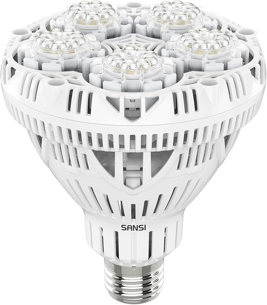 SANSI Grow Lights for Indoor Plants, Full Spectrum 24W Grow Light Bulbs (300 Watt Equivalent) with Optical Lens for High PPFD, Natural Daylight Efficiency Plant Lights for Indoor Growing Seed Starting