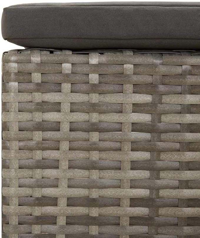 Footrest Grey Poly Rattan, Powder-Coated Steel Outdoor Patio Set Garden Furniture Set Garden Seating Ensemble for Pond Backyard