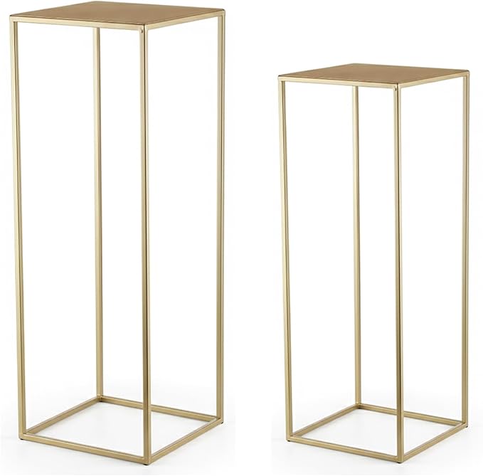 Pack of 2 Already Installed Gold Plant Stand indoor stable steel frame Flower Stands drink table for party wedding Centrepieces Living Room Patio Garden (Gold)