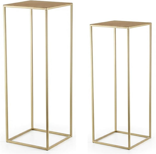 Pack of 2 Already Installed Gold Plant Stand indoor stable steel frame Flower Stands drink table for party wedding Centrepieces Living Room Patio Garden (Gold)