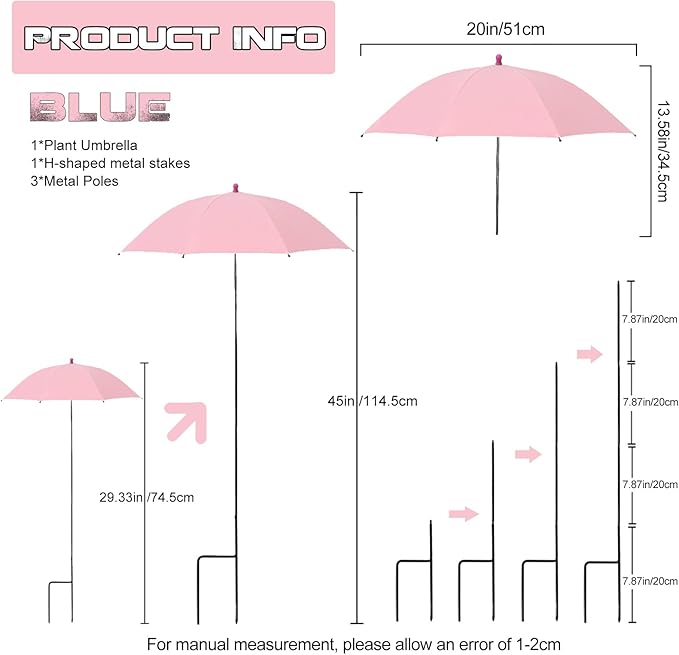Plant Umbrella Shade For Outdoor Plants, Adjustable Height Plant Shade Umbrella Garden Sun Shade Cover For Potted Plants Garden Bed Flower Pot From Sun And Rain