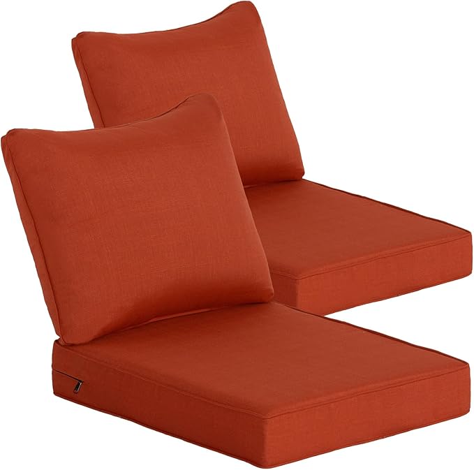 Goodgoods 24 x 28 Outdoor Patio Deep Seat Cushions 2-Pack, 1000+ Hours Fade-Resistant & Water-Resistant Outdoor Furniture Chair Cushions with 30D High-Resilience Foam for Sofa Chair, Quarry Red