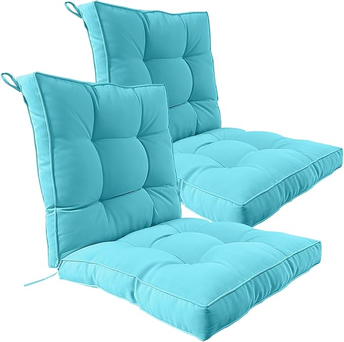 2 Piece Outdoor Patio Chair Cushions, Fade Resistant Outdoor Cushions for Patio Furniture, 6 inch Thickened Rocking Chair Cushions Set (Lake Blue, 24x24x6 inch - 2 Pieces)