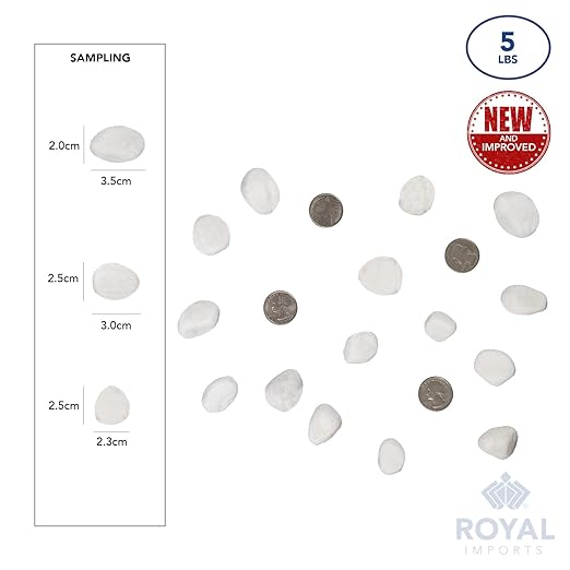 River Rocks Decorative Ornamental Vase Filler Aquarium Gravel White, Large 5 lbs - Landscaping Pebbles for Indoor Plants, Fish Tank Gravel, Terrarium & Home Decor, DIY & Crafting – Royal Imports
