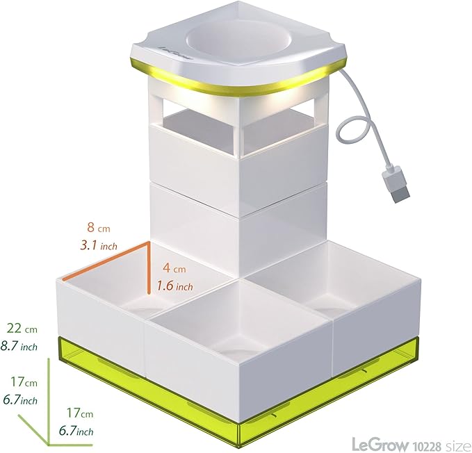 LeGrow Sundew System – Designed for First-Time Growers, Self-Watering Carnivorous Plant Pot with Visible Water Tray & 12H Grow Light for Drosera & Pinguicula [No Plant]