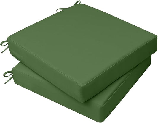 AAAAAcessories Outdoor Seat Cushions for Chairs, Waterproof, Fade-Resistant, 20" x 20" x 3", Patio Furniture Replacement Cushions, Set of 2, Dark Moss Green