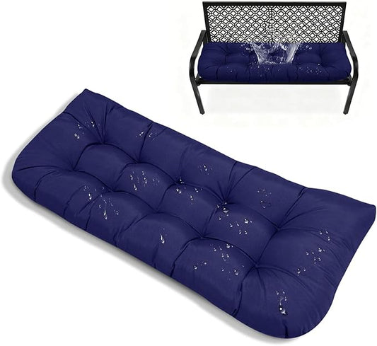 Indoor/Outdoor Garden Bench Cushions Navy Blue Wateproof Thicken Patio Chair Pad for Wicker Loveseat Settee 51x 20 Outdoor Cushions for Patio Bench Swing