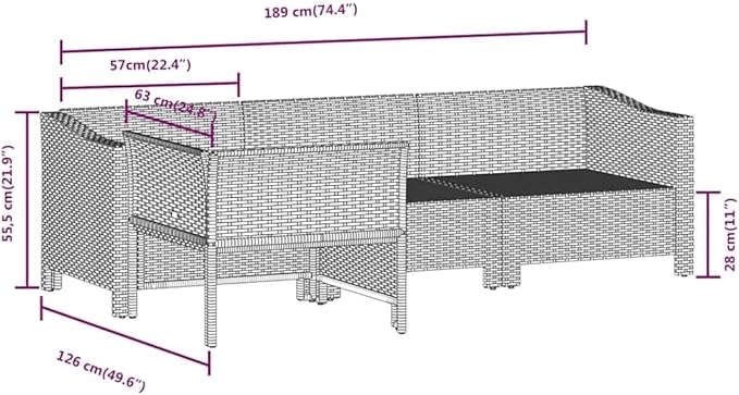 Garden Lounge Set Gray Poly Rattan, Powder-Coated Steel, Foam Outdoor Furniture Set Garden Seating Ensemble for Outdoor Deck