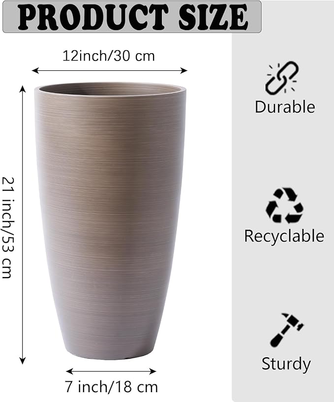 Heavy-Duty Plastic Plant Pots For Outdoor, Wooden Grain Finish Large Indoor Planter For Succulent,Roses,African,Violets,Pothos,Snake Plants,Flowers and Cactus Garden Decorations Planters Gift Choose