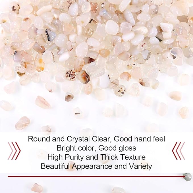 Hilitchi White Agate Stone Tumbled Stones for Plants Cacti & Succulents Bedding, Vase Filler, Landscape Bottom Decoration (About 1lb(455g)/Bag)