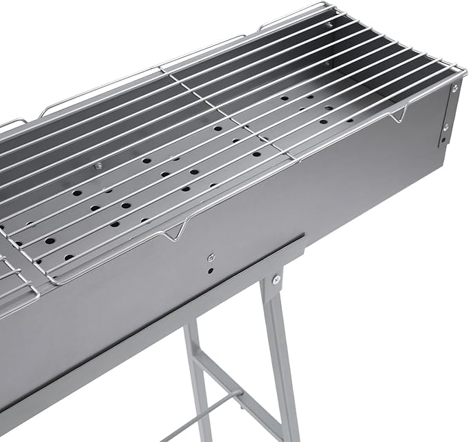 39.3" x 7" Charcoal Grills, Portable Stainless Steel Folded Camping Grill,Barbecue Grilling Accessories for Garden Backyard Party Picnic Travel Home Outdoor Cooking Use