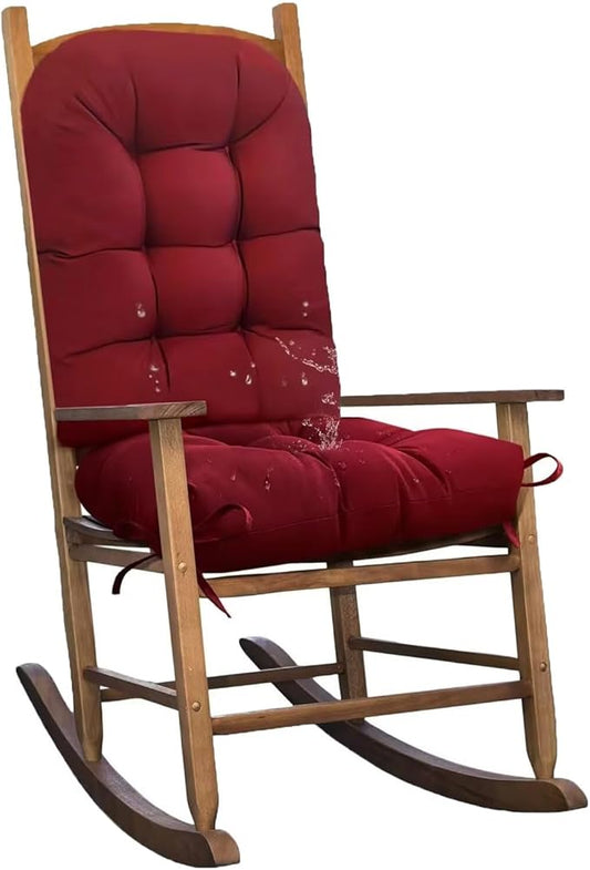Waterproof Rocking Chair Cushion Floral Patio Chair Cushions Tufted Chair Pads for Rocker Furniture Indoor Outdoor Burgundy