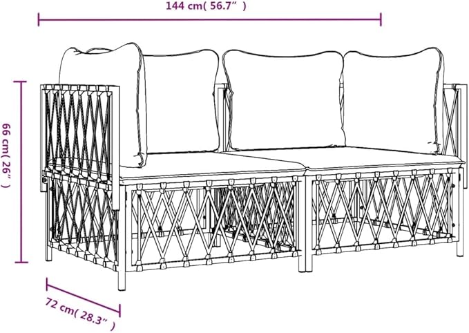 SKM 2 Piece Garden Lounge Set with Cushions Anthracite Steel (Weight-38KG)