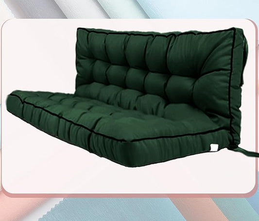 2-3 Seat Swing Replacement Cushion, Outdoor Bench Cushions with Backrest Thicken 4", Patio Furniture Garden Porch Loveseat Glider Pad Anti-Fading Waterproof (Dark Green, 40x55in)