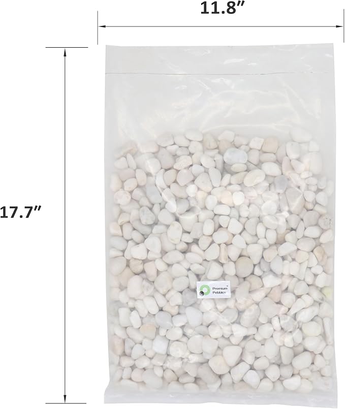 Rocks for Plants. White Lightly Polished Decorative Pebbles. 0.5 to 1 Inch 18 lbs. for Garden, Landscaping, Indoor, Vase fillers, Crafting, Succulents, pots, Plants