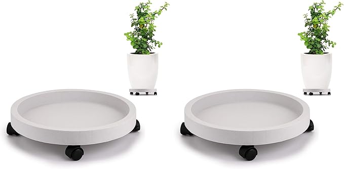 Skelang Plant Caddy 13 Inches, Wheeled Planter Pallet, Plant Stand Dolly for Heavy Planter, Deck Potted Plant, Garden Planter, Load Capacity 120Lbs (Pack of 2)
