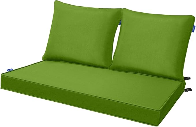 Outdoor Loveseat Cushion Set 44'' x 24'', Outdoor Deep Seat Cushions for Patio Furniture, Water Repellent Outdoor Seat Cushion and Couch Back Cushions for Bench, and Swing (Solid Grass Green)