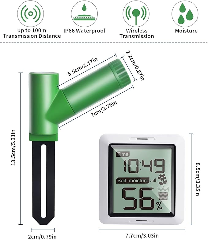 ECOWITT WH0291 Soil Moisture Tester Plant Soil Moisture Sensor Meter with Digital LCD Display