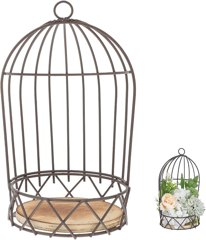 Farmhouse Birdcage Candle Holder Bird Cage Decor Lanterns Decorative Metal Candlestick Vintage Bird Cage Planter Holder Tealight Hanging Birdcage Lantern Flowerpot for Wedding Table Decor