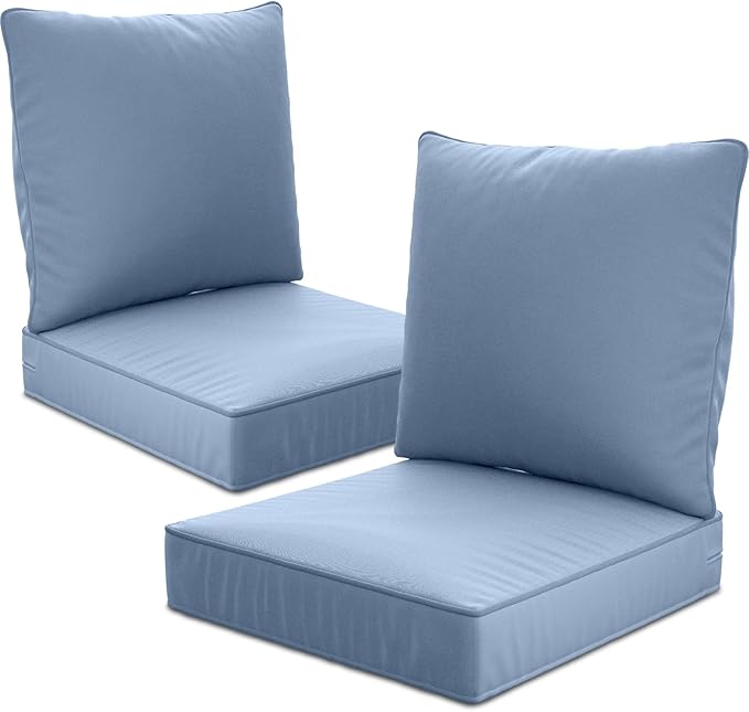 24" x 24" x 6" Outdoor Deep Seat Cushions Set - 2 Set Waterproof & Fade Resistant Patio Furniture Replacement Cushions, Non-Slip Outdoor Cushions Fit Loveseats, Couches, Chairs, and Sofas.