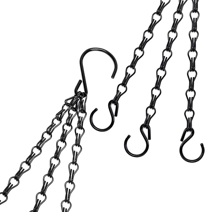 Heybe 20 Inch Hanging Basket Chain, 3 Point Hanging Chains with Hooks for Pot Planters Bird Feeders Lantern Lamp,Extended Hangers for Hanging Badkeys(20 inch,3 Point)