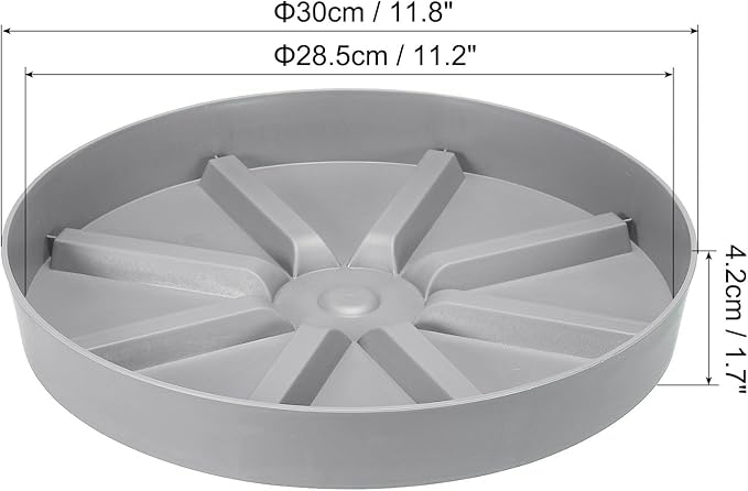 PATIKIL 11.8 Inch Plant Saucers Tray, 2Pcs Durable Plastic Round Flower Pot Drip Tray Thicker Anti-Rot Root for Indoors Outdoors Home Garden, Grey