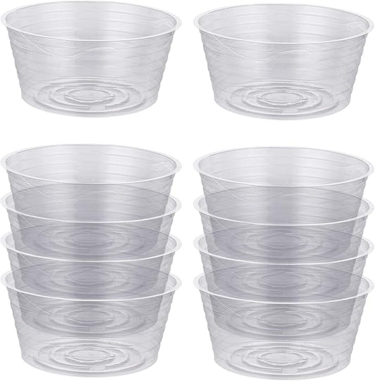 Idyllize 10 Pieces of 8 Inch Clear Thin Deep Plastic Plant Saucer Drip Tray for Pots (8'')