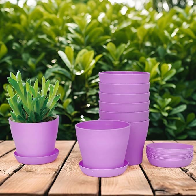 8 Pcs Flower Pots,Succulent Pots,3.8" Pots for Planting.Plastic Pot for Plants for Indoor Plants,Flower Pot for Indoor Planting,Herb Garden Planter Mini