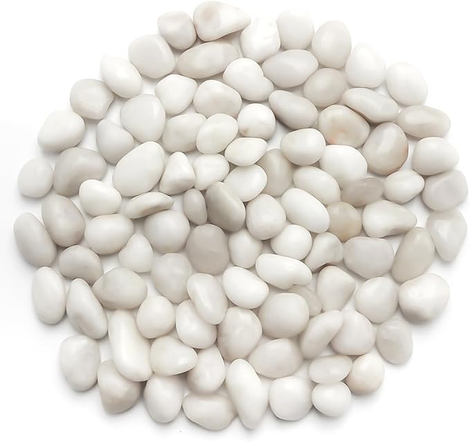 1 Pack 5 Lbs Random Color River Rocks for Plants,0.8-1.5 Inch Decorative Ornamental Pebbels, High Polished Stones for Garden Landscaping, Smooth Gravel Filler, Succulents, Fish Tank, White/Yellow