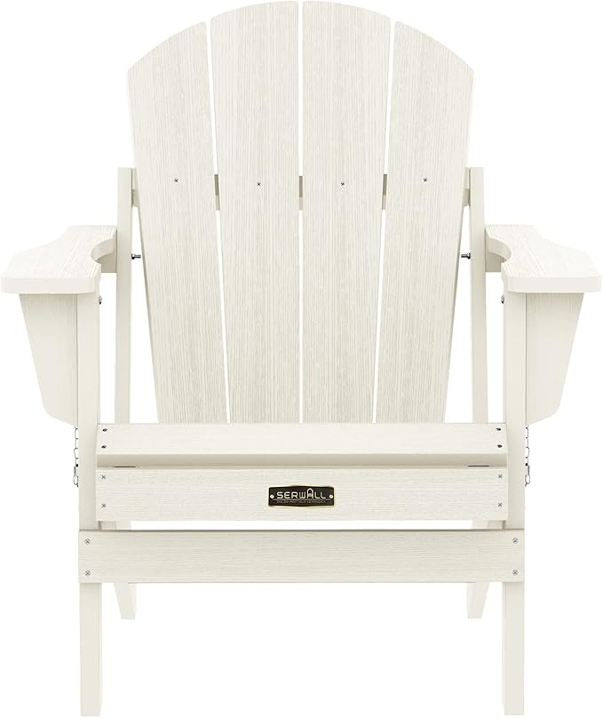 SERWALL Adirondack Chair - Folding Adirondack Chairs Hips Outdoor Chairs Set of 6 Weather Resistant- White